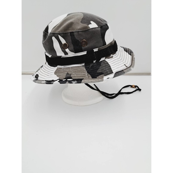 Dorfman & Pacific Co Distressed Gray Camo Bucket Hat w/ Holders Vents Med - Picture 2 of 8